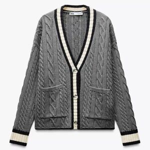 NWT ZARA CARDIGAN WITH PIPED SEAMS